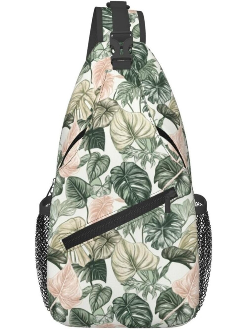 Unisex Green Cream Butterfly Sling Backpack Hiking Chest Shoulder Crossbody Bag